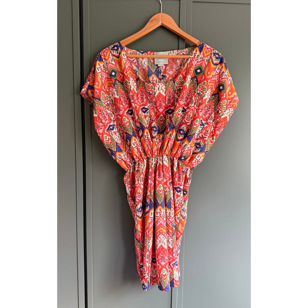 ANTHROPOLOGIE MAEVE sz L colorful gathered kaftan dress EUC